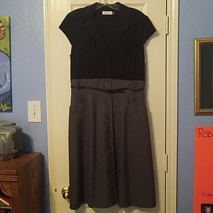 Calvin Klein black/gray button down dress